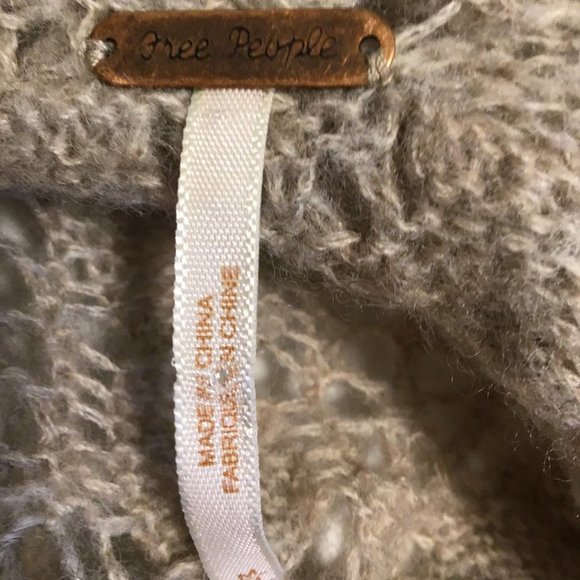 FREE People Open Knit Cowl Neck Asymmetrical Sweater Size M - Picture 10 of 13